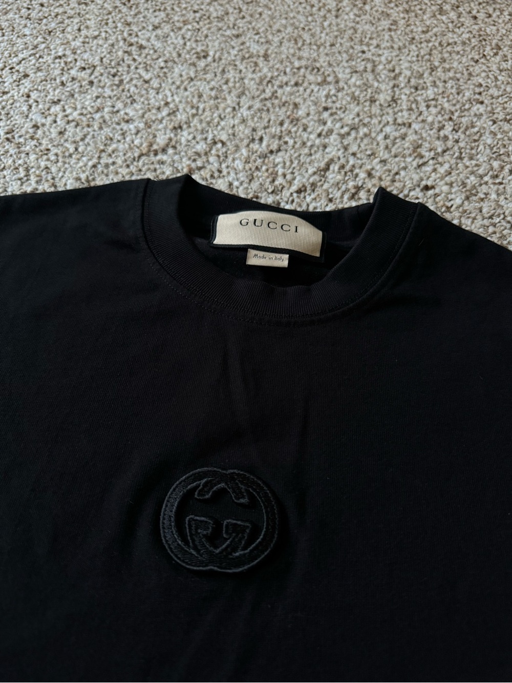 Gucci Black Tonal GG Embroidered Crewneck Tee